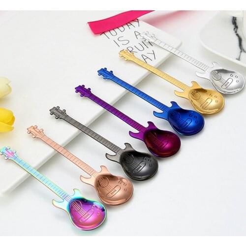 Guitar Coffee Spoons Stainless Steel Dessert Ice Cream Spoon Tea Coffee Flatware Drinking Tools