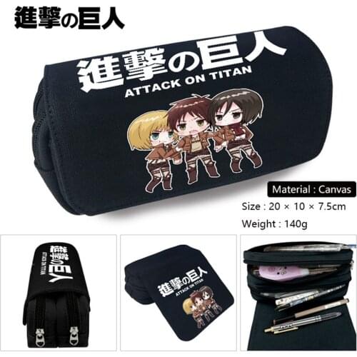 New Anime Attack On Titan Prints Boys Girls Kids Teenager Student Canvas Pencil Case Box Cosmetic Makeup Change Purse Pen Bag