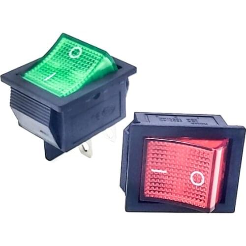 2 pcs 6 pcs KCD4 31*25mm DPST 4 Pin 16A/250V LED Red/Green Snap-in ON/OFF Position Snap Boat Rocker Switch Copper feet