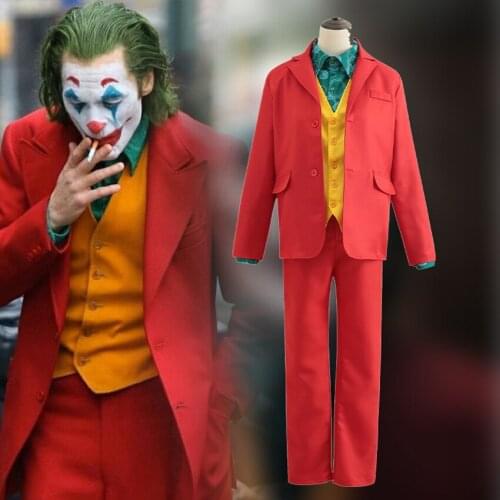 Clown Joker Costumes Suit Cosplay Anime Halloween Costumes for Kids Adult Clown Vest Men Joker Carnival Mask Clothes Party Prop