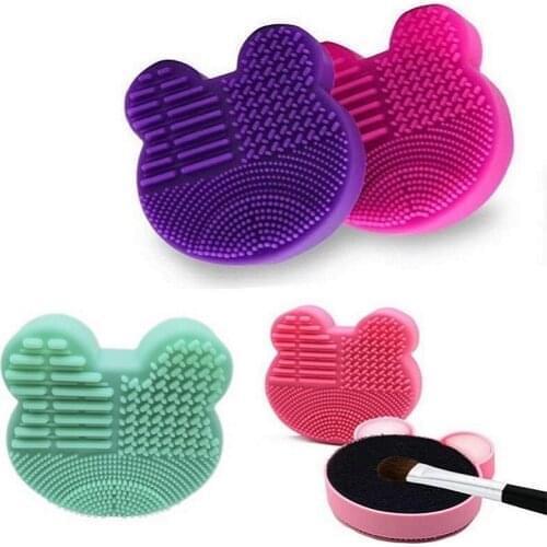 Bear Makeup Brush Cleaner Washing Brush Pad Cleaning Mat Cosmetic Brush Cleaner Universal Make UP Tool Scrubber Box 4.8