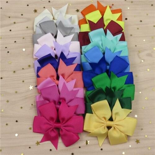20PCS/LOT Lovely Solid Color Ties Only Bows Elastic Bands For Baby Girl Hairpin Clips Cloth Pins Scrunchy Kids Hair Accessories