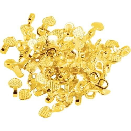 Pack of 100 Pieces Retro Love Heart Design Glue On Flat Pad Bails DIY Charms Jewelry Making Pendants