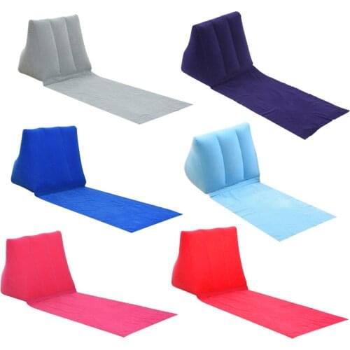 PVC Inflatable Beach Mat Camping Lounger Back Pillow Triangle Cushion Chair Camping Cushion Chair Seat Air Bed Travel Mattress