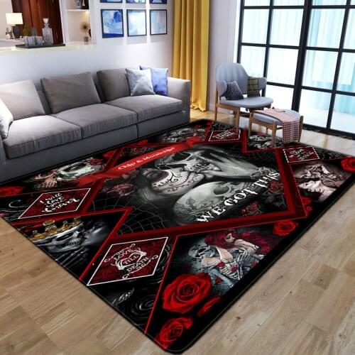 Bohemian Skull Pattern Psychedelic Art Floor Mat Door Mat Carpet Anti-slip Mat Living Room Bedroom Home Decoration