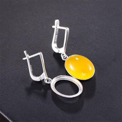 Earring Settings (12x16.2mm Oval Blank) 925 Silver Earring Components White Gold Plated Sterling Silver Earring Base E035B