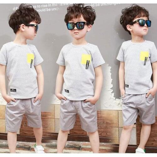 New Kids Fashion Summer Toddler Baby Boys 2PCS Suit O-neck Short Sleeve And Short Pants Kids Clothes Sets 3 4 5 6 7 8 9 10 12y