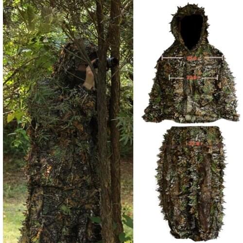 Hunting Outdoor Ghillie Suit Woodland Camo Camouflage Clothing 3D CS Training Leaves Clothing jungle Hunting Suit