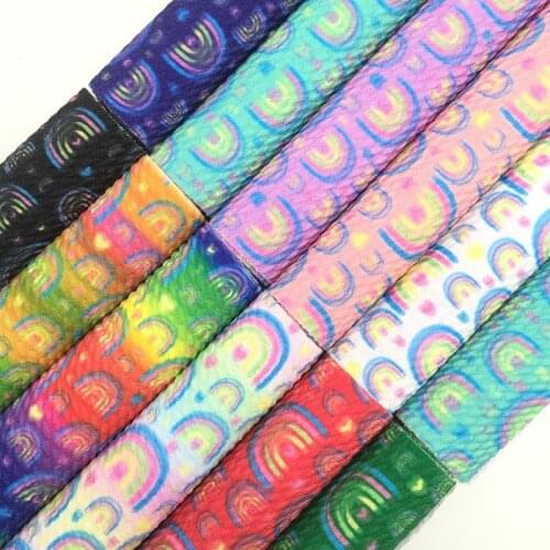 Onefly Wholesales Dropshipping Leather Supplier Rainbow Printed Bullet Liverpool Fabric Sheets For Bow DIY FZ087