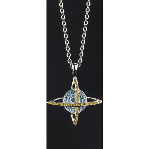 Stainless Steel Cosmic Planet Star Zircon Stone Crystal Pendant Necklace with Chain For Men Hip Hop Jewelry Gift For Him