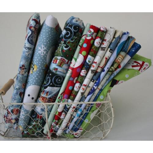 Half Meter Handmade Fabric With Christmas Snow Man Print Garment Dress Pillow Material 100% Cotton T1310