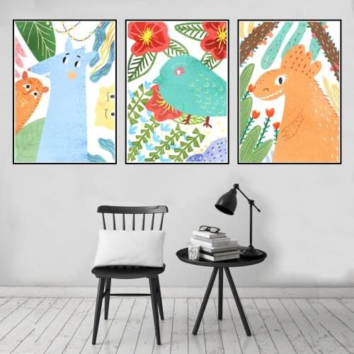 Nordic Cartoon Cute Animal Poster Canvas Print Painting Wall Art Babys Room Home Decoration