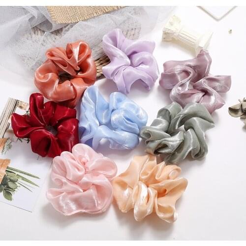 1Pc Women Silk Scrunchie Elastic Handmade Multicolor Hair Band Ponytail Holder Headband Accessories