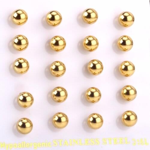LUXUSTEEL Earrings Gold Round Ball Stainless Steel 3mm to 10mm Earrings Sets Brinco 2020 korean Jewelry Wholesale Mujer Party