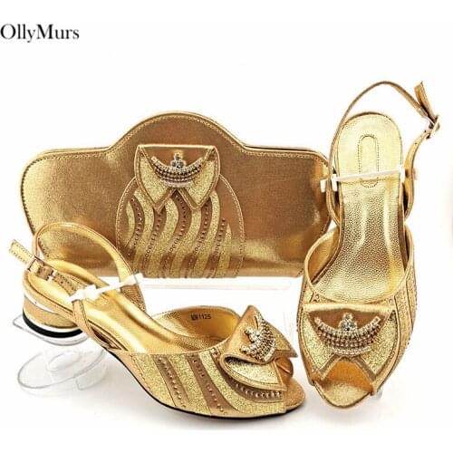High Quality Fashion High Heels 10CM Shoes And Bag Set Italian Style Applique Party Shoes And Matching Bag Set For Ladies Dress