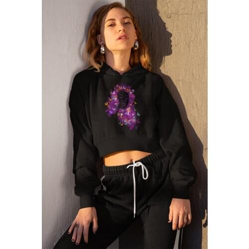 Angemiel Purple Wear Hair Women 'S Black Short Hooded Sweatshirt