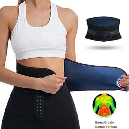 Sweat Belt for Women Workout Waist Trainer Belly Cincher Trimmer with Back Support for Exercise Body Shapers Belly Stomach Shape