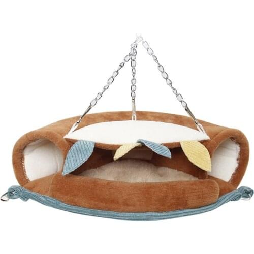 094A Hamster Jungle Tunnel Nest Hanging Hammock Plush Winter Warm Bed House