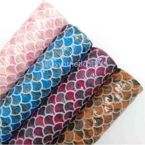 1PC 21X29CM Mermaid Faux Fabric, Synthetic Leather For Making Bows LEOsyntheticoDIY T299B