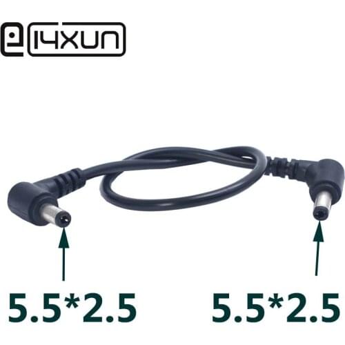 1pcs DC 5.5*2.5 double male to male 90 degree L-shaped DC power supply plug 30cm copper wire compatible 5.5*2.1mm