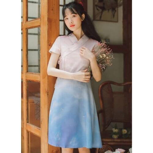 1pcs Creative Chinese Style Student Cheongsam Retro Girls Daily Dress Cosplay Costume for Women Girl Christmas Gift
