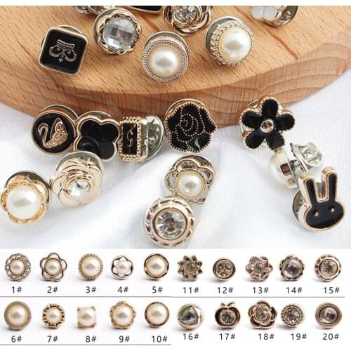 10pcs Pearl Rhinestones Button Brooch Prevent Accidental Exposure Buttons Brooch Pins Badge Cufflinks Button for Clothes Decor