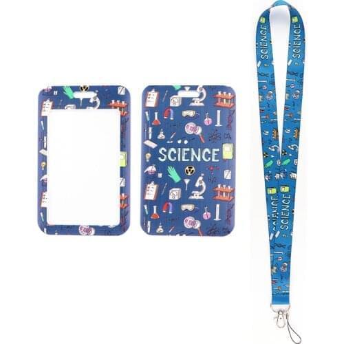24pcs/lot MD909 DMLSKY Cartoon Science Lanyard for Neck Strap lanyard Card Holder Keychain Holder DIY Hang Rope For Teacher