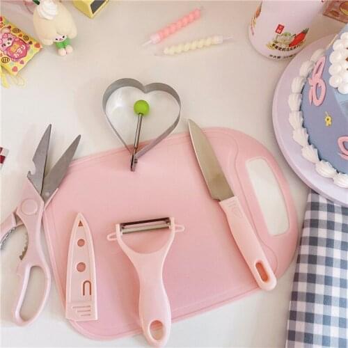 5pc/set Stainless Steel Skin-Peeler Scissors Fruit Knife Portable Cooking Accessory Chopping board Fried egg sharpener