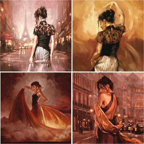 AZQSD Diamond Painting Woman Dancer Cross Stitch Rhinestones Full Square Diamond Embroidery Portrait Mosaic Handmade Home Decor