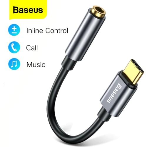 Baseus USB Type C to 3.5mm Jack OTG Adapter USB-C Type-C to 3.5 mm Headphone Audio Aux Cable For Xiaomi Mi 10 9 Oneplus 8 Pro