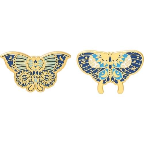Cartoon butterfly shape pin, personalized blue butterfly alloy brooch, enameled bag decoration badge, gift for friends
