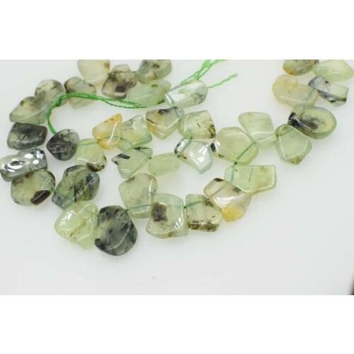Loose beads green prehnite baroque flat 17-21mm 15" for DIY jewelry making FPPJ wholesale beads nature gem stone