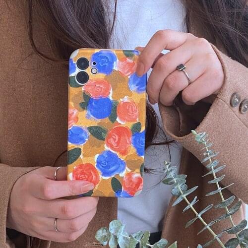 Tobebest Blue Chrysanthemum Rose Phone Cases for iPhone 12 Pro Max 11 Pro Max X XS XR 7 8 Plus SE2020 12mini Soft Silicone Cover