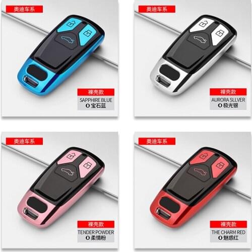 Car Key Case Cover For Audi New Q7 TT A4 B9 A7 A4L A6L A5 QT TDI Quattro TTS Sline Smart Key Protect Key Chain Keychain