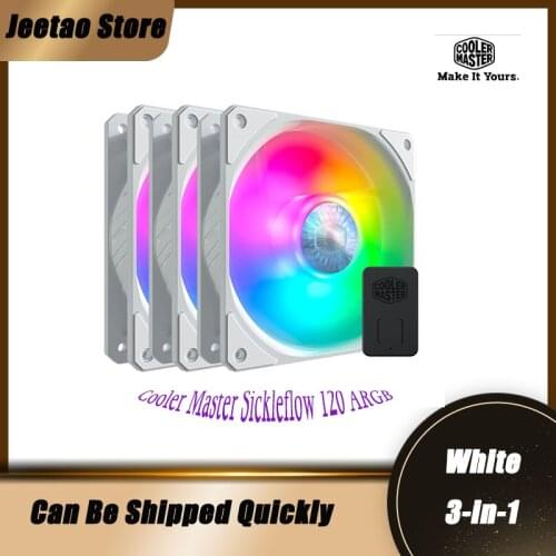 CoolerMaster Sickleflow120 ARGB 3-in-1 White Version 5V/3PIN 12cm PWM Addressable Computer Case Quiet Cooler Fan with Controller