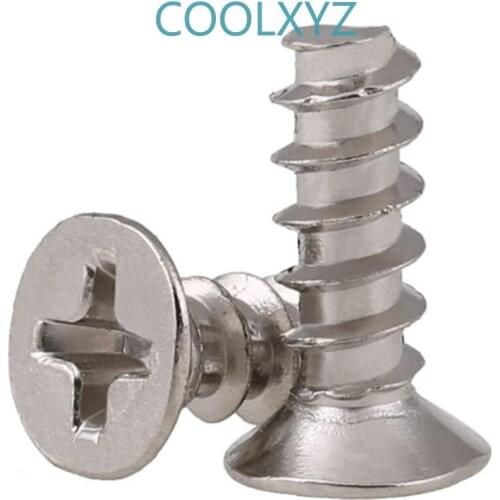 CoolXYZ Philips Tapping Flat End Small Screw Cross Countersunk Flat Head Flat Tail Self Tapping Screws KB M2.6M3M3.5M4 250Pcs