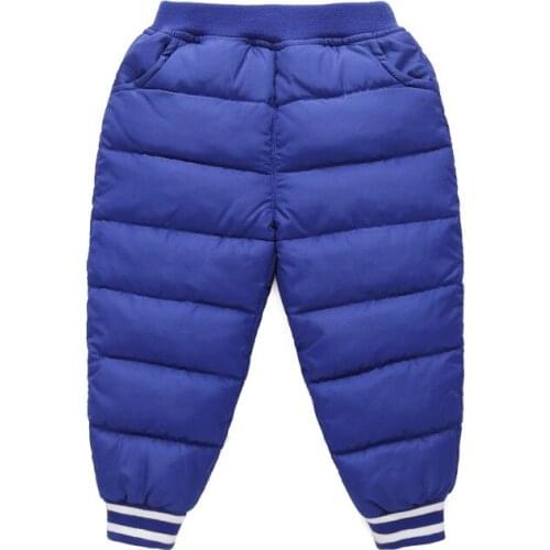 Kids Winter Down Cotton-padded Warm Trousers Children Outdoor Skiing Camping Trekking Sports Play Snow Boy Girl Windproof Pants