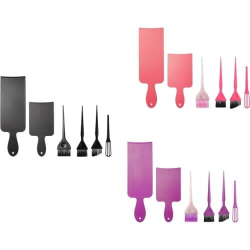 EAS-6Pcs Hair Dying Brushes Set Hair Dying Board Brushes Stirring Tool Set Professional Salon Hairdressing Dying Set