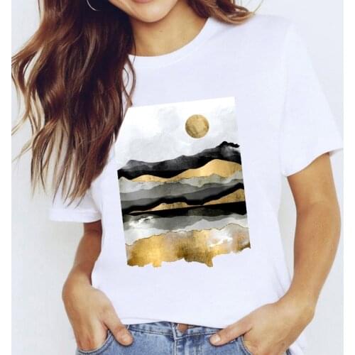 Women t shirt kawaii Geometry Printed T Shirt Woman Cartoon Summer Lady T-shirts Top T Shirt Womens Graphic Female Tee T-Shirt