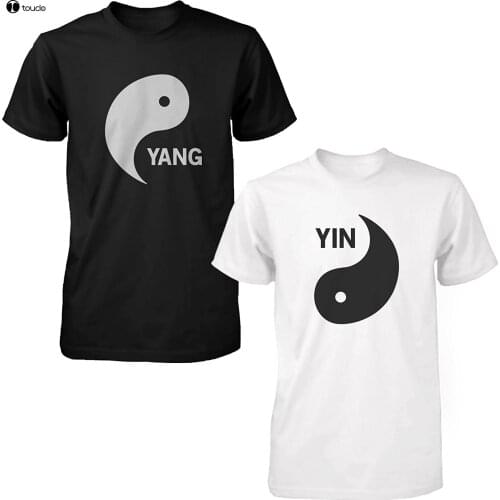 Hot Sale 100% Cotton Yin Yang Black And White Shirts Matching T-Shirts Cute Asian Couple Tees Summer Style Tee Shirt