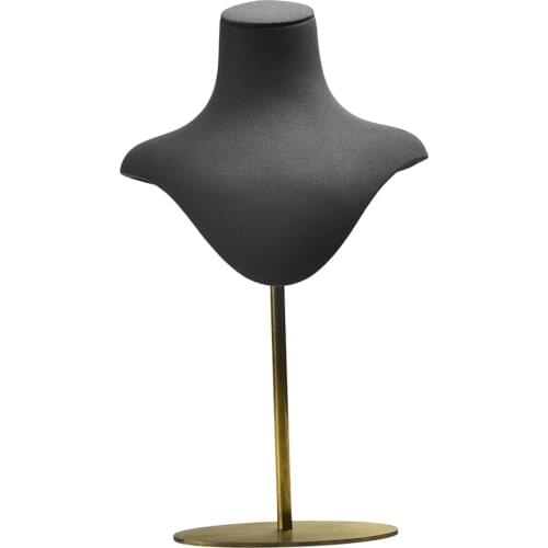 Elegant Necklaces Headless Bust Showcase, Leather Exquisite 3D Jewelry Half Body Bust Display Stand Set Gray