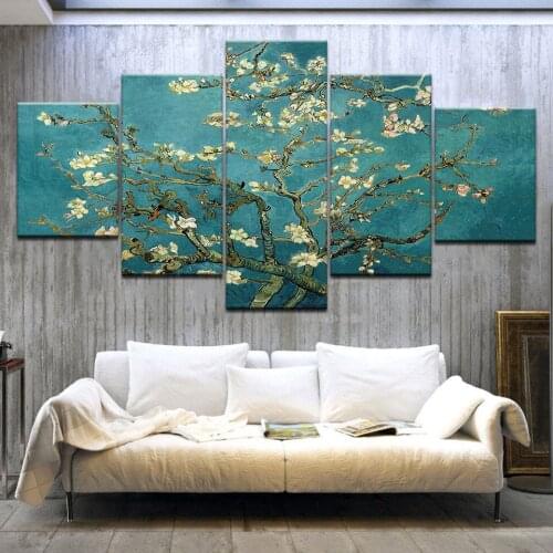 Canvas Painting flower Plum blossom Chinese style classical 5 Pieces Wall Art Painting Wall Poster HD Print Home Decor Posters