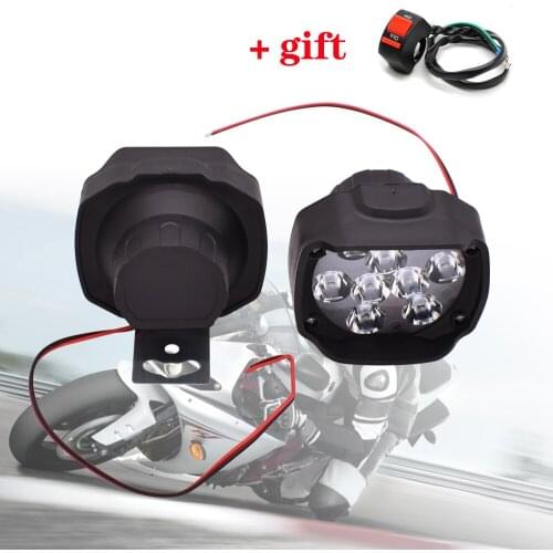 2Pcs 6/9LED Motorcycle Light Headlight Assembly 10W 1000LM+Switch Universal Scooter Fog Spotlight 6000K White Car DRL Lamp