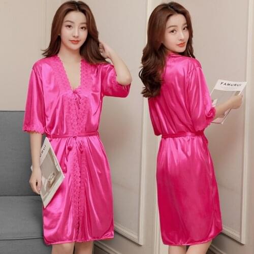 2pcs Sets Summer Women Brides Weddding Shirts Bath Sashes Nightdress Dress V Neck Crochet Edge Sleeping Robe Underwear Nightgown