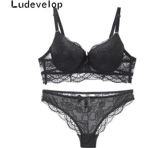 Summer Female Lingerie Sexy Lace Bras Red Gather Push up Women Underwear Bra Set Girl Transparent Lace Bra and Panty Sets