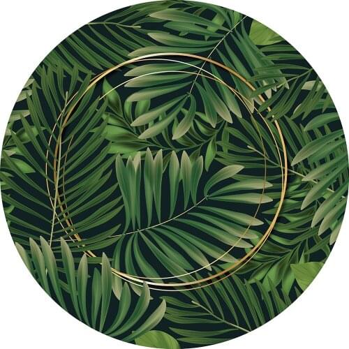 Round Circle backdrop background Tropical plant leaves birthday party decoration baby shower flower candy table cover YY-121