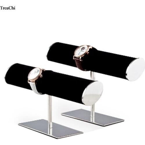 Metal Jewelry Display Stand T Bar Watch Bracelet Necklace Display Holder Black Watch Jewellery Organizer Showcase Rack