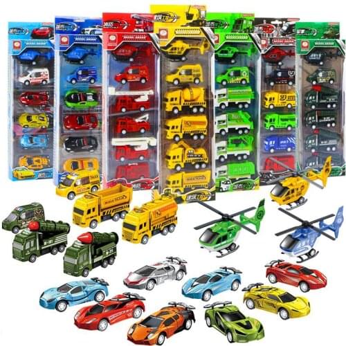 6pcs Car Model Toy Pull Back Car Toys Mobile Vehicle Fire Truck Return Car Model Kid Mini Car Boy Toy Gift Diecasts Toy Children