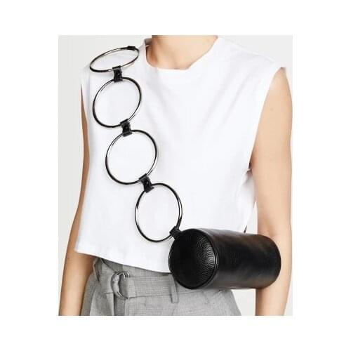 Fashion Circular Scrub Litchi PU Leather Retro Metal Ring Handbag Small Round Shoulder bag women Mini circle Bag Wholesale