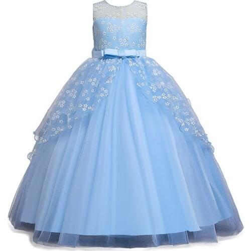 New Girl Clothes Elegant Long Evening Dress For Girls Performance Costume Wedding Dress Children Birthday Party Princess Dress